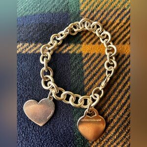 Heart Tag Charm Bracelet in Silver